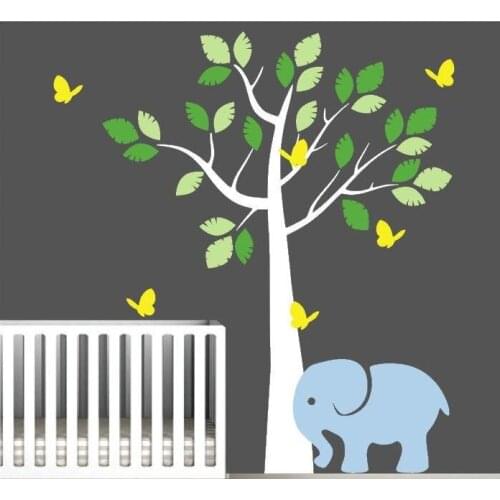 Perfect Quality Tree Stickers Babys Room Removable Vinyl Wall Decal Cute Elephant Tree Creative Wall Decor DIY Style ZA827