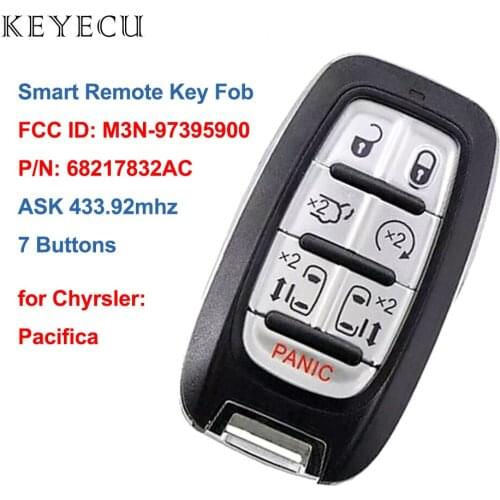 Keyecu Proximity Smart Remote Key Fob for Chrysler Pacifica 2017 2018 2019 2020 M3N-97395900 68217832AC 4A Chip