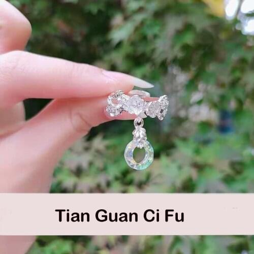 Tian Guan Ci Fu Hua Cheng Finger Ring Ear Clip Earring Ancient Style Anime Cosplay Costume Accessories Props Decor Xmas Gift