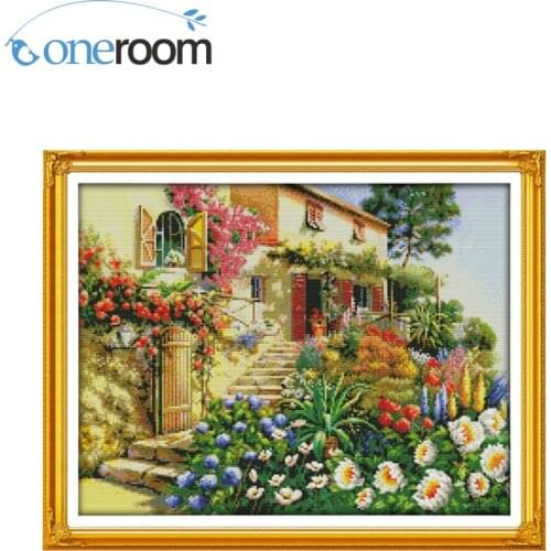DIM Garden Villa (2) Counted Cross Stitch Diy 11CT 14CT Cross Stitch Set Landscape Cross-Stitch Kit Embroidery Needlework
