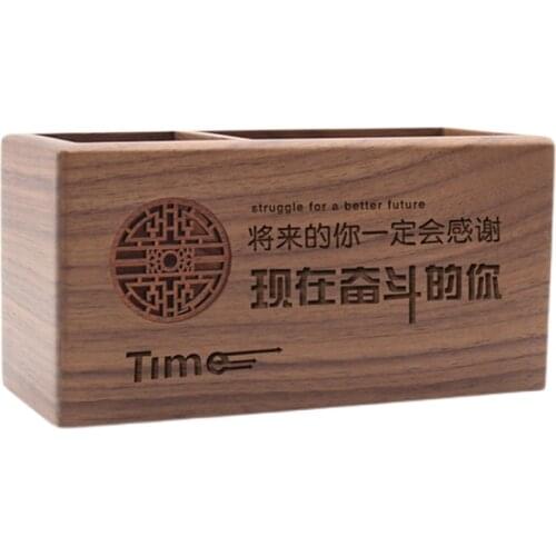 Creative solid wood pen holder, gift customization, multifunctional office desk, wooden storage box, Chinese retro pen case