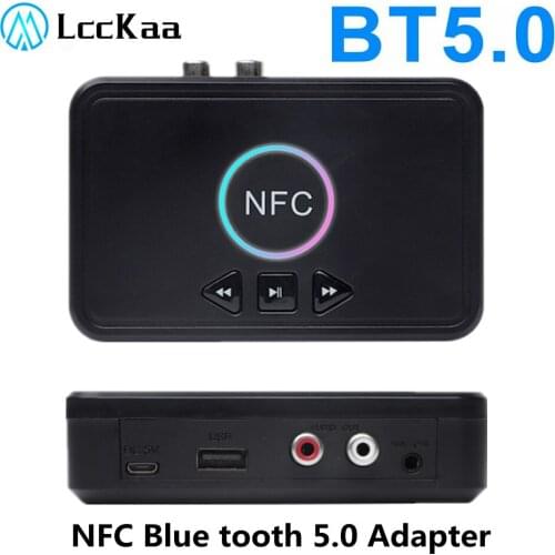 LccKaa NFC Blue tooth 5.0 Adapter Home Speaker Receiver USB Smart Playback A2DP AUX 3.5mm RCA Jack Stereo Audio Wireless Adapter