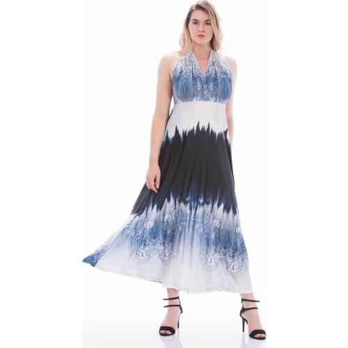 Luck Women 'S Blue Tie Dye Pattern Dress 65N6555