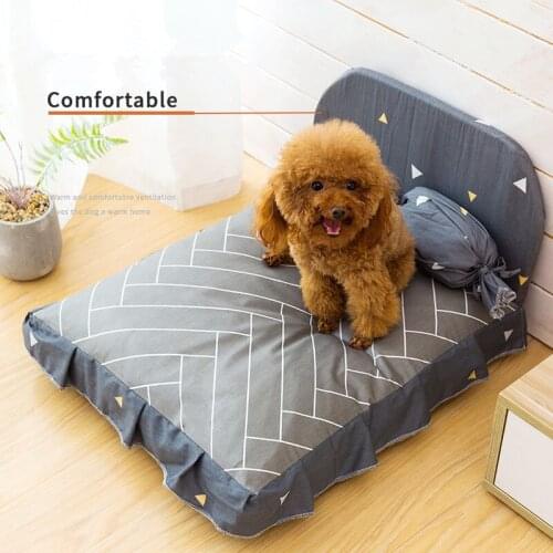 Cute Dog Bed With Pillow Pet Sofa Dog Beds Breathable Cotton Waterproof Bottom Soft Mat Warm Cat Bed House For Teddy cama perro