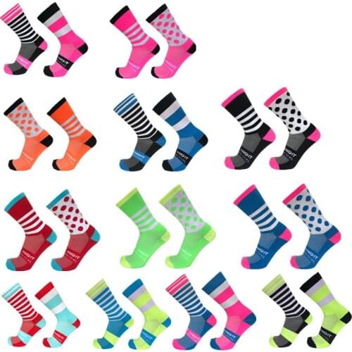 New stripe Dot Cycling Socks Top Quality Professional Brand Sport Socks Breathable Bicycle Sock Outdoor Racing Running Socks