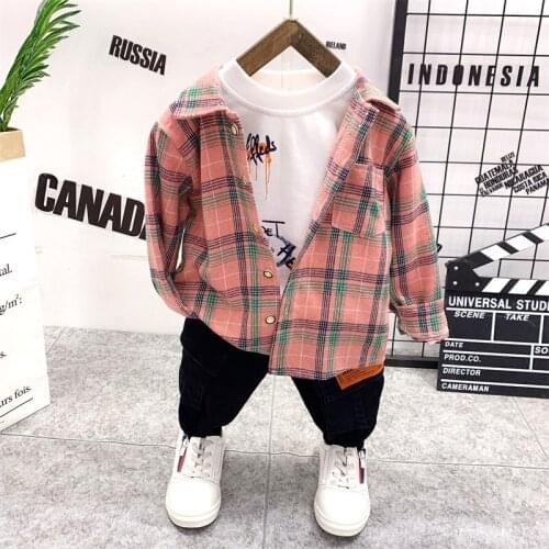 Infant Clothing Suit Spring Autumn 2020 Baby Boys Clothing Sets boys Plaid shirts, T-shirts and jeans 3pcs Toddler Outfits
