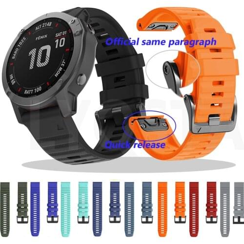 Official style Quick release 22 26mm Watch Straps for Garmin Fenix 3 HR 5S 5 5X Plus 6S 6 6X Pro Descent Mk1 Wrist Band Silicone