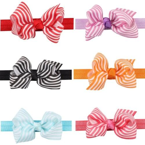 Baby girl headband Infant hair accessories band bows striped Headwear tiara headwrap Gift Toddlers bandage Ribbon newborn cloth