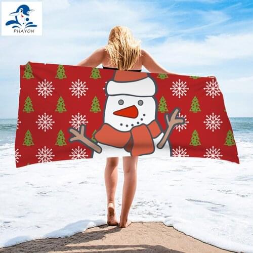 PHAYON Snowman Surf Poncho Quicky-dry Microfiber Bath Towels 75*150cm Beach Towel Large Sport Swimming Towels Christmas Gift