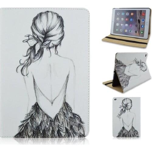 PU and PC Material Diamante Support Protective Cover Case of White Girl for iPad Air 1 2 iPad 2017