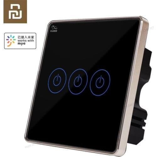 Youpin PTX Touch Switch Standard Crystal Glass Panel Zero Line Connect Light Wall Touch Screen Switch for Mijia APP