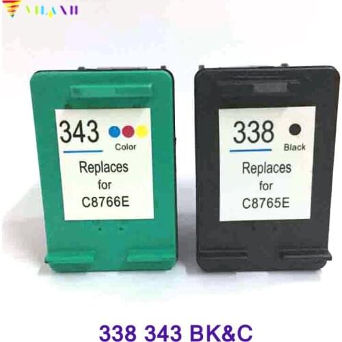 Vilaxh compatible Ink Cartridge replacement For HP 338 343 Deskjet 6540 5740 5745 6520 6540 460c 6840 PSC 1500 1510 1600 1610