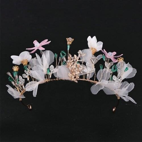 Crystal Bridal Headbands Silk Flower Hairband Tiaras Wedding Crown Bride Hair Jewelry Accessories Headwear Princess Diadem