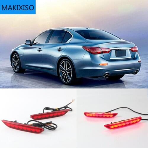 2-in-1 Functions LED Reflector Lamp Rear Fog Lamp Bumper Light Brake Light For Infiniti Q50 2014 - 2018