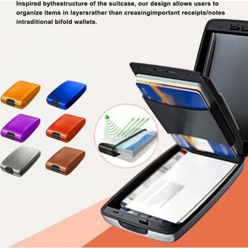 Credit Card Holder Men Women Slim Anti RFID Protect Travel ID Card Holder Short Inside Hook Wallet Metal Case Money Bag