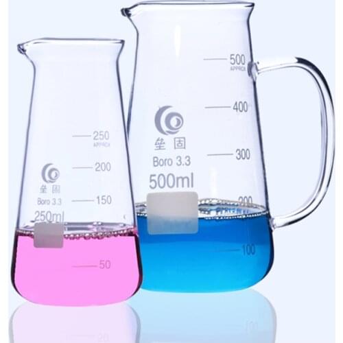 Triangle Borosilicate 3.3 Conical Glass Beaker with Handle Milk Cup Heat-resisting