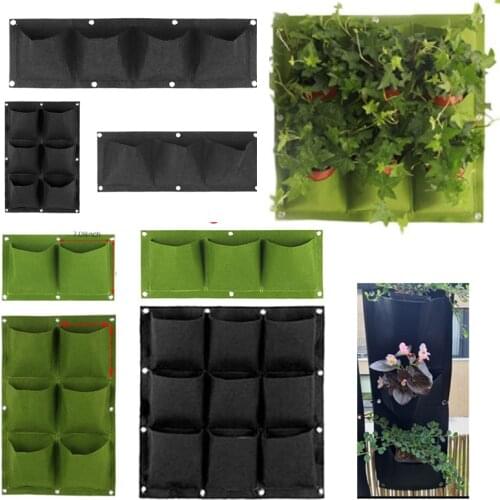 2/4/9 Pockets Vertical Garden gow bags Plant Wall Hanging Planting pots Green black Grow Planter vegetable Gardening Supplies T1