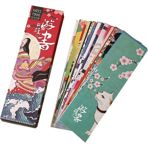 30 pcs/pack Vintage Japanese Style Bookmark Cute Kawaii Paper Book Marks for Kids School Reading Stationery Materials