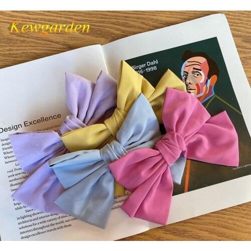 Kewgarden Childrens new candy color big bow hairpin girl spring clip hair accessories 4pcs