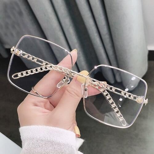 Unique Hollow Chain Frame Sunglasses For Women 2021 New Fashion Alloy Square Sun Glasses Gradient Uv400 Eyewear Female Shades
