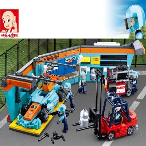 SLuban Racing Series F1-Repair Station Car Model Building Block Car Minifigures Educational Toy Childrens Toy Gift Kid Birthday