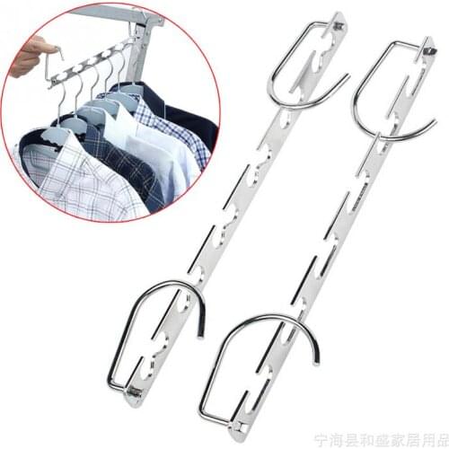 1Pcs 37cm Multifunctional Space Saving Metal Hangers with Hook Magic 6 Hole Clothes Closet Organizer Iron Clothes Drying Rack