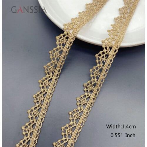 1yard Width:1.4cm Embroidered Lace Trim Gold Gift Packaging Laces For Ribbon DIY Handmade Patchwork Sewing Supplies (SS-2386)