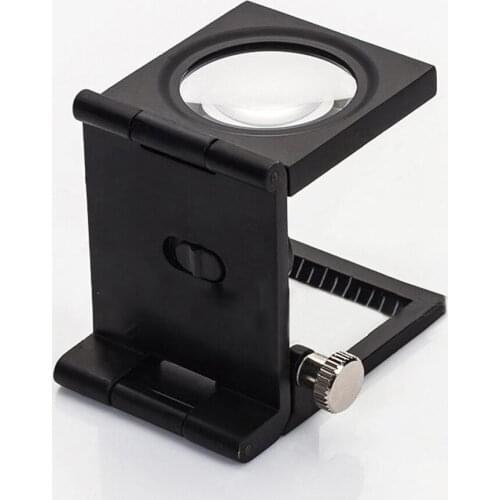 10X Foldable Optical Glass Magnifier Inspection Mirror for Jewelry (Black)