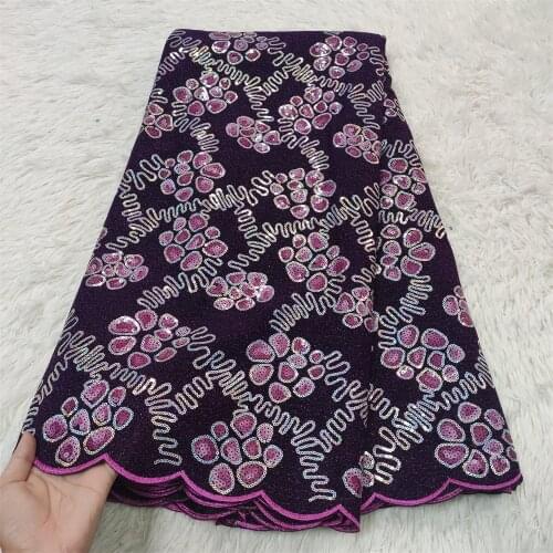 2021High Quality African Nigerian Tulle Lace Fabric Sequins Embroidery Guipure Party Gown Dress Brocade Fabric For Sewing 5Yard