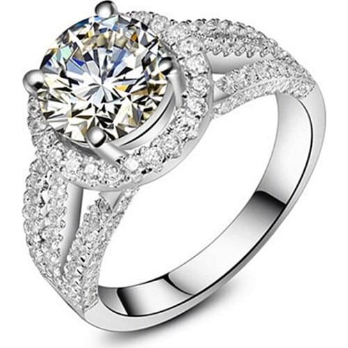 2CT 8MM G-H Round Cut Moissanite Diamond Ring Wedding Jewel Test Positive 925 Sterling Silver Anniversary Ring