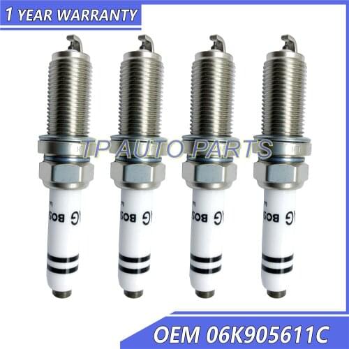 4 Pieces Spark Plug OEM 06K905611C 0241245670 Compatible With Audi