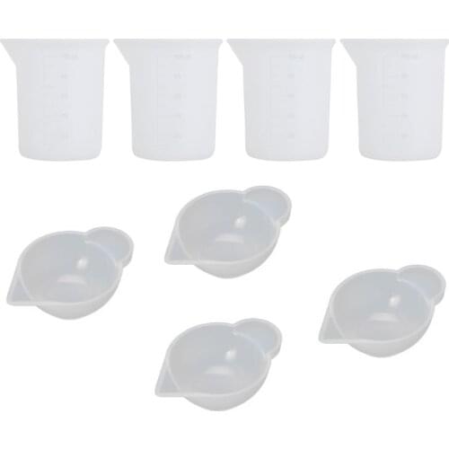 8 Pcs 100ml Silicone Measuring Cup Crystal Epoxy UV Resin Craft Casting Mould E15E