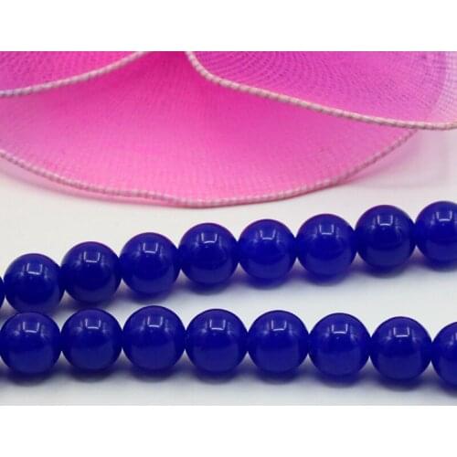 Accessories 8mm Round loose beads DIY Charm Deep Blue Chalcedony Stone women jewelry making design wholesale and retail 15