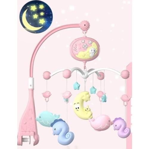 Baby Toys Crib Mobiles Rattles Music Educational Toys Bed Bell Carousel for Cots Projection Infant 0-12 Months for Newborns