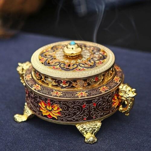 Emboss enamel painting incense burner home decroration indoor Fragrance censer aromatherapy Burner Ornaments Arts handicraft