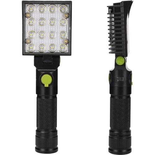 USB Rechargeable Torch 16 LEDS Flashlight White Red+Blue flash Work Lights with Magnets and Hooks Flashlight By 18650 battery