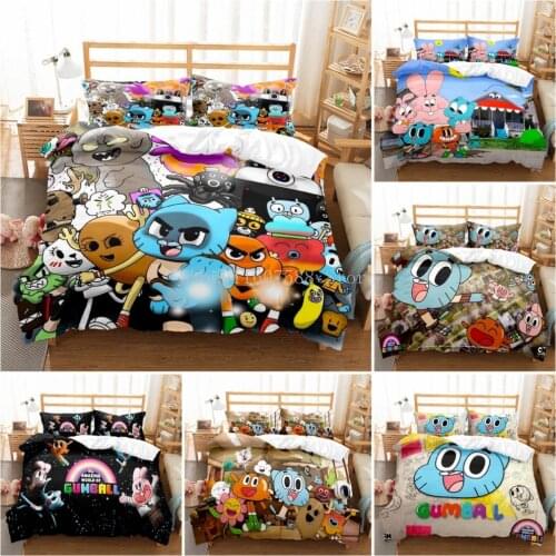 3D Kawaii Bedding Set Gumball Games Duvet Cover Kids Gifts Soft Comforter Cover Cartoon Bedclothes Queen King Size Bed Linen
