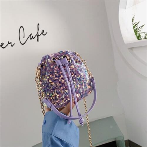 Purses and Handbags for Women 2021 Sequin String Bucket Hand Bags Tote Ladies Shoulder Bag Girls Crossbody Bags