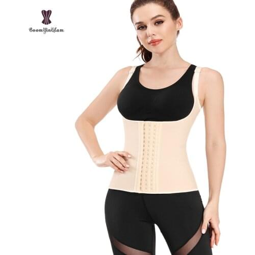 Modeling Strap Womens Body Shaper100% Latex Slimming Girdle Vest 9 Spiral Steel Boned Waist Trainer Corset With Hooks