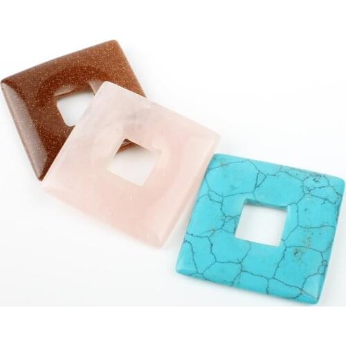 2pcs / bag natural stone 45x7mm fashion square center hole pendant star jewelry making DIY necklace earring jewelry accessory