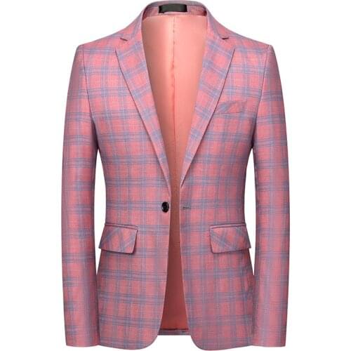 2021 Mens Blazer Brit Style Checked Blazer Manly Wedding Business Casual Suit Coat Street Social Coat /m-6xl