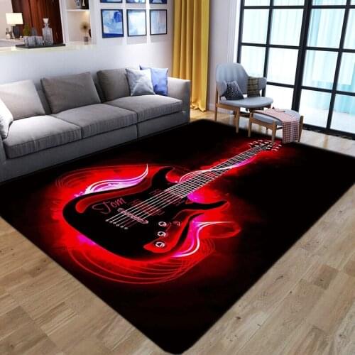 Dream flame guitar printed Carpets Cartoon 3D Kids Room soft Flannel Floor Mat Teen Room Rugs Cute Crawl Play Mat Bedside Carpet