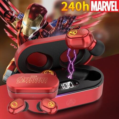 Genuine Disney Marvel TWS Bluetooth 5.0 Wireless Earphones for Android Earphones LED Digital Display Earphones IPhone Headset