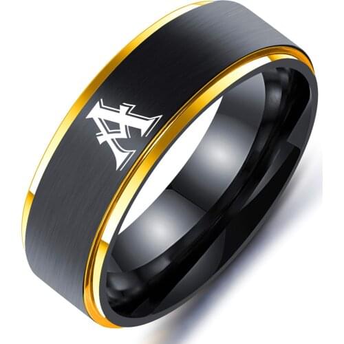 8MM Personalised Initial Ring Engrave A to Z Alphabet Stainless Steel Signet Blank Plain Ring Band 12 Zodiac Ring For Men Women