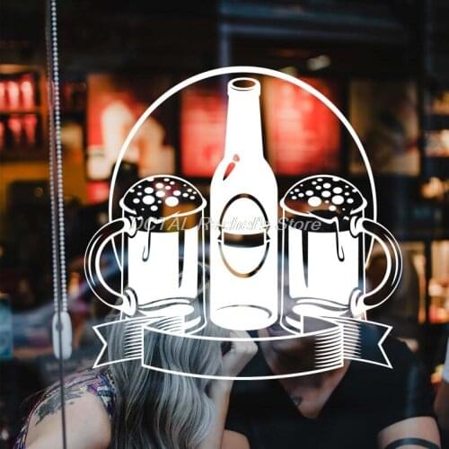 Beer Shop Sticker Mug Bottle Vintage Shop Decor Sign Retro Bar Pub Poster Decal Vivyl Customized