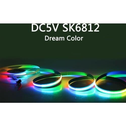 COB/FOB Full Color Strip(Same as SK6812) RGB Smart Dream Color Magic Digital LED Strip 5V Addressable Flexible Ribbon Tape 1m 2m