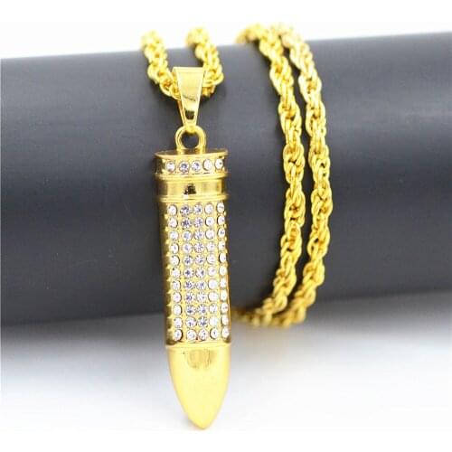 Bullet Alloy Gold Color necklace Car Pendant Hanging Car Interior Decoration Rear View Mirror Accessories For Car Ornament