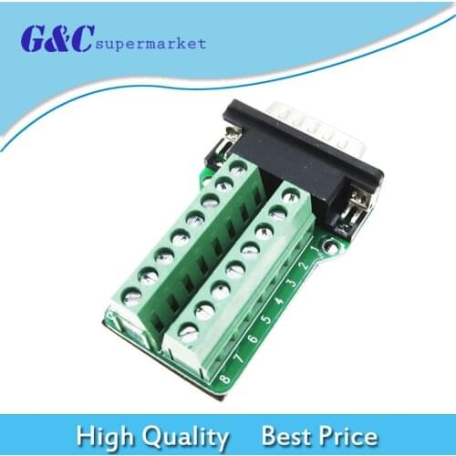 D-SUB DB15 VGA Male 3Row 15P Plug To Terminal Breakout Board Adapter cable diy electronics