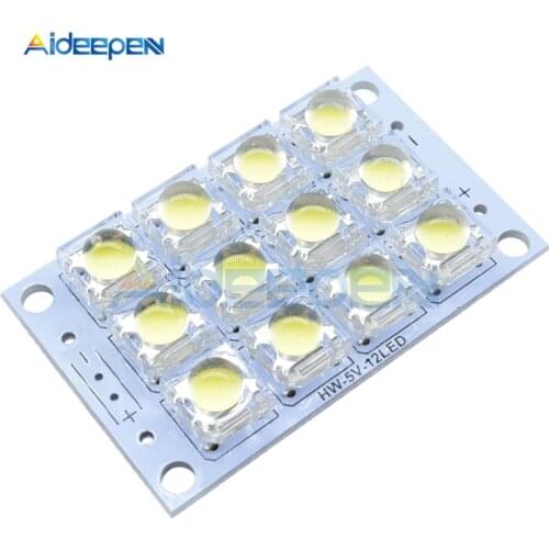 DC 3V-5V 5mm 12 LED Super Bright White LED Piranha Board Night LED Lights Lamp High Brightness DIY Kit
