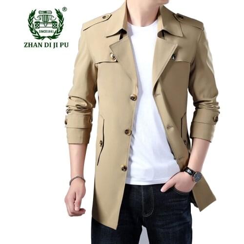 7XL Business Trench Men Casual Solid Color Medium Long Section Slim Fit Jackets Male Brand Formal Social Coat Mens Windbreakers